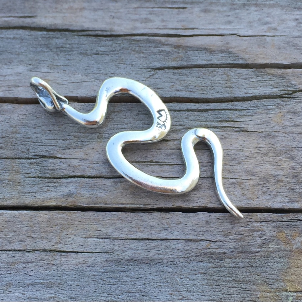 Snake Pendant Solid .925 Sterling Silver Serpent Made in USA - Picture 6 of 7
